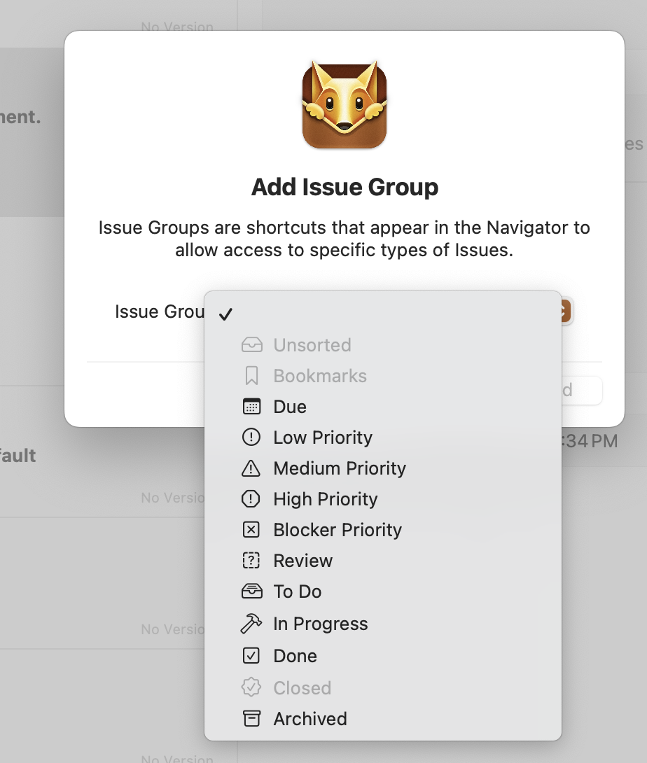 Adding Groups to the Navigator on macOS