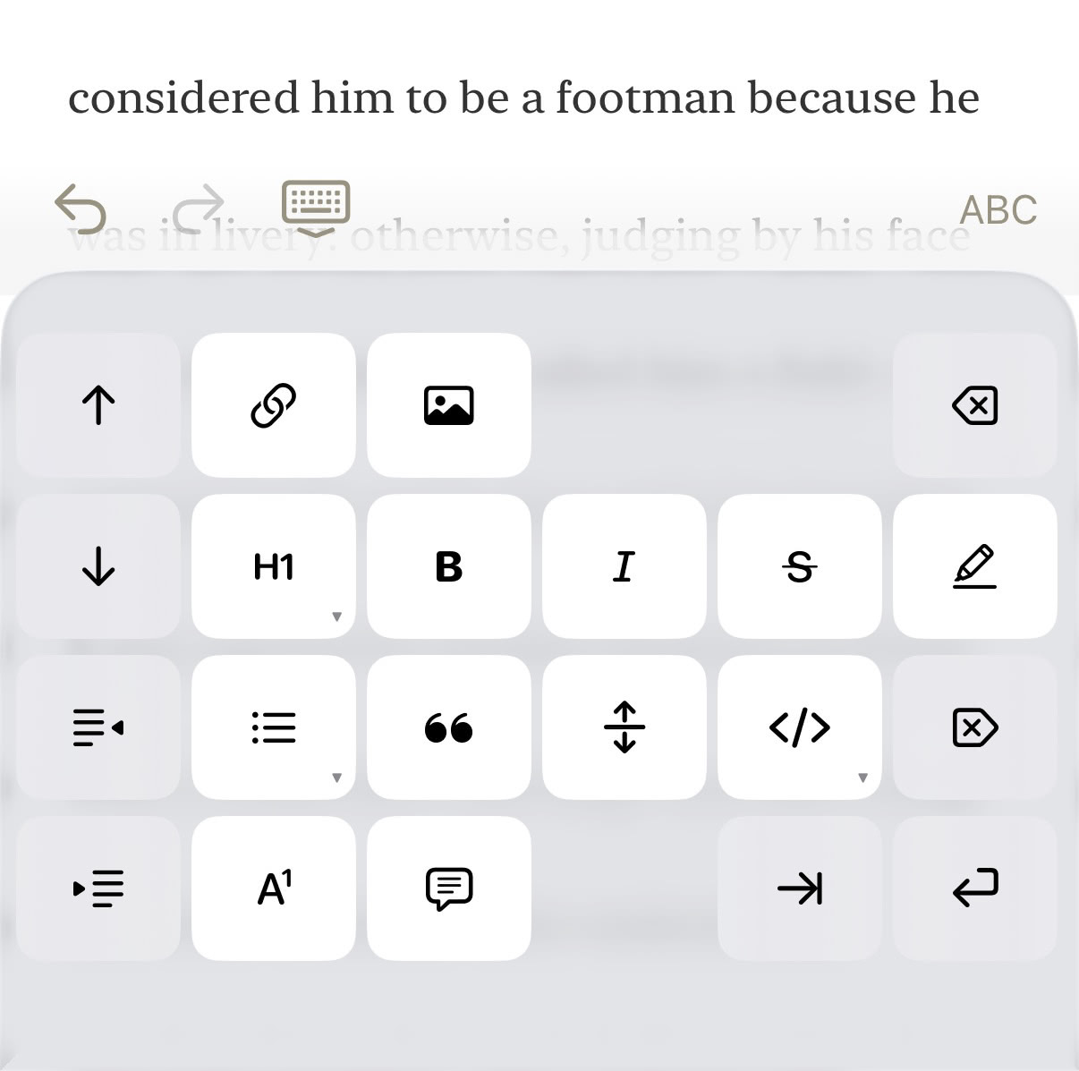 The iOS formatting keyboard