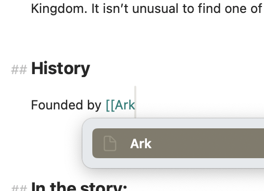 An example of using wiki-links to start a new link