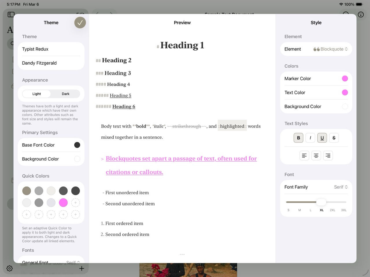 The Theme Editor on iPadOS
