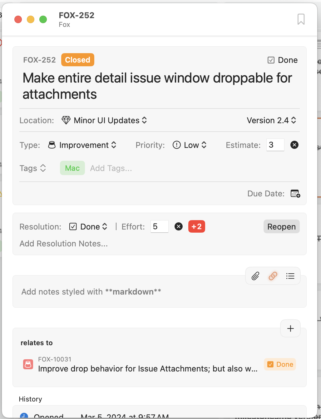 A closed issue on macOS