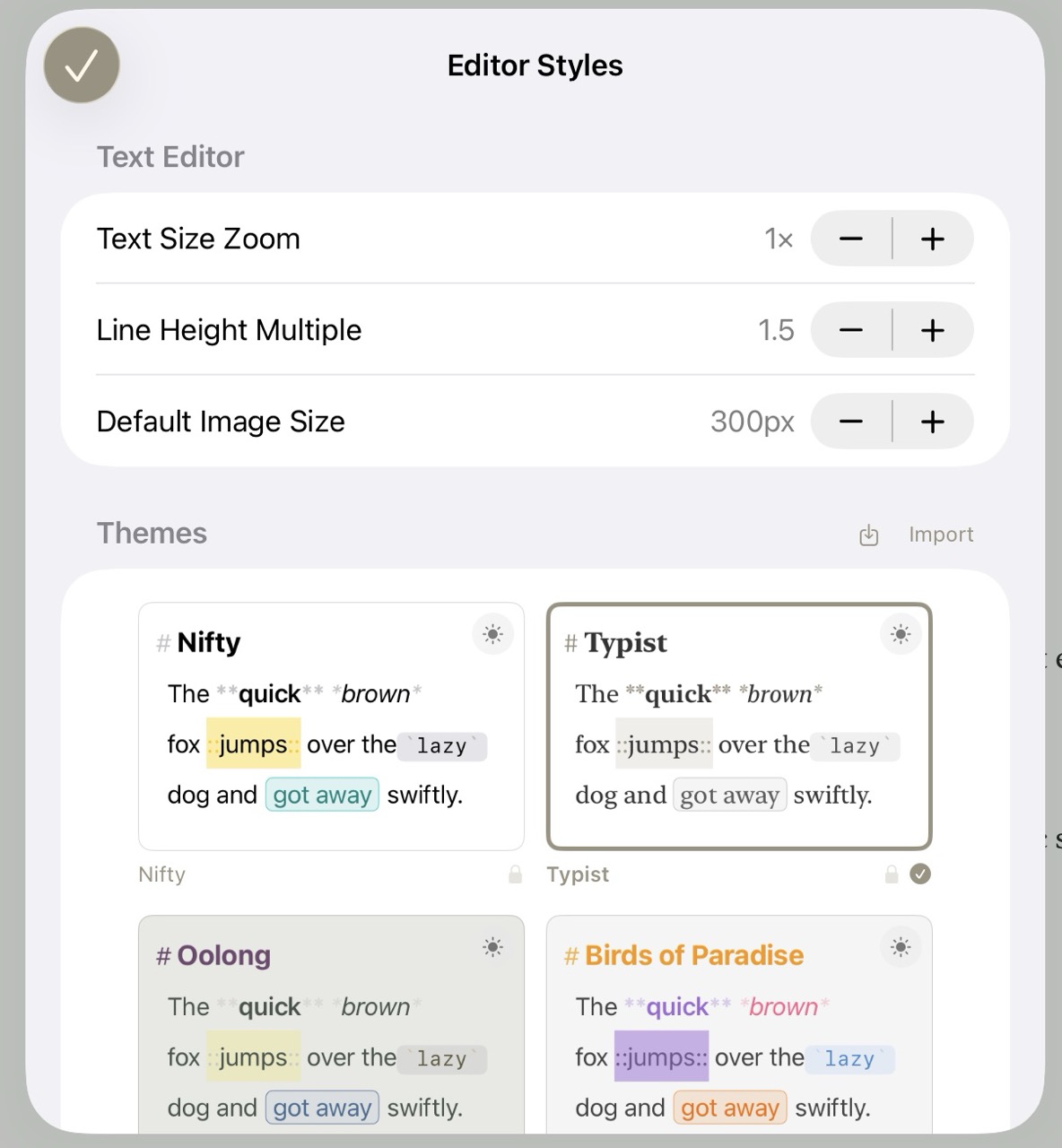 The Editor Style Menu on iPadOS