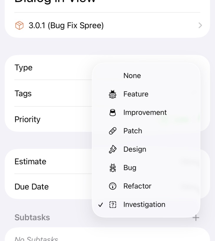 Issue Properties on the iOS app