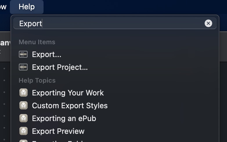 Help Search in macOS