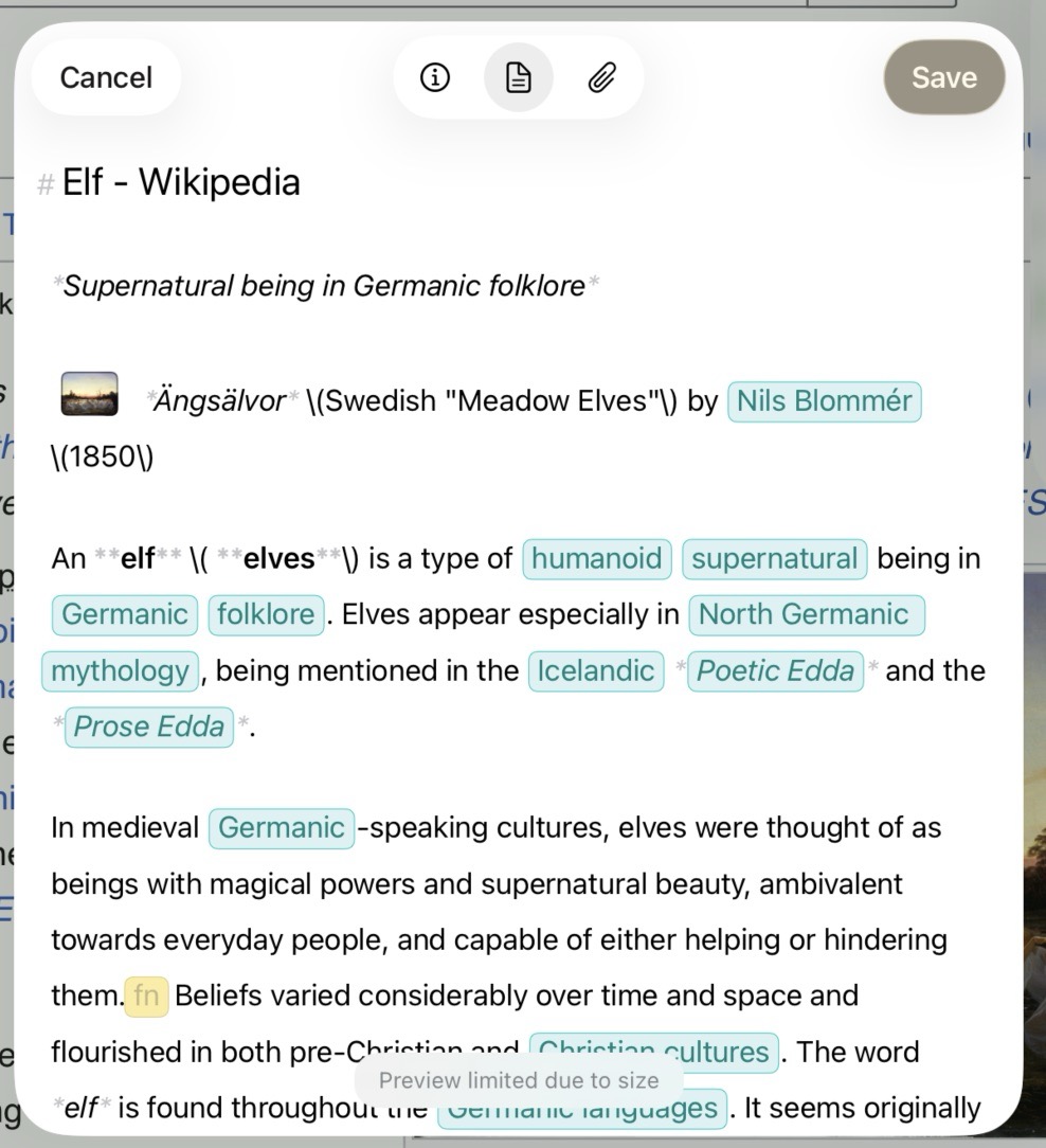 Editing the markdown capture in the content tab