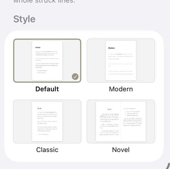 Included PDF Export Styles on iOS