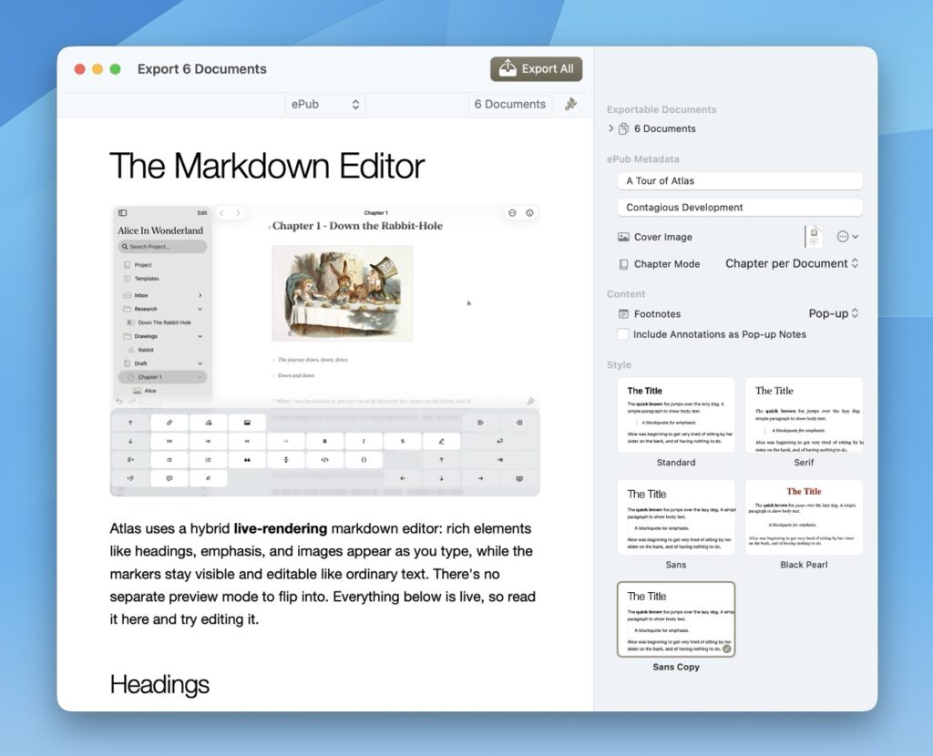 The Export Tool on macOS