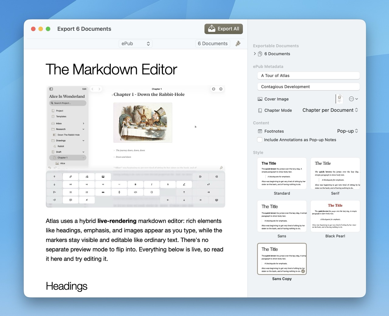 The Export Tool on macOS