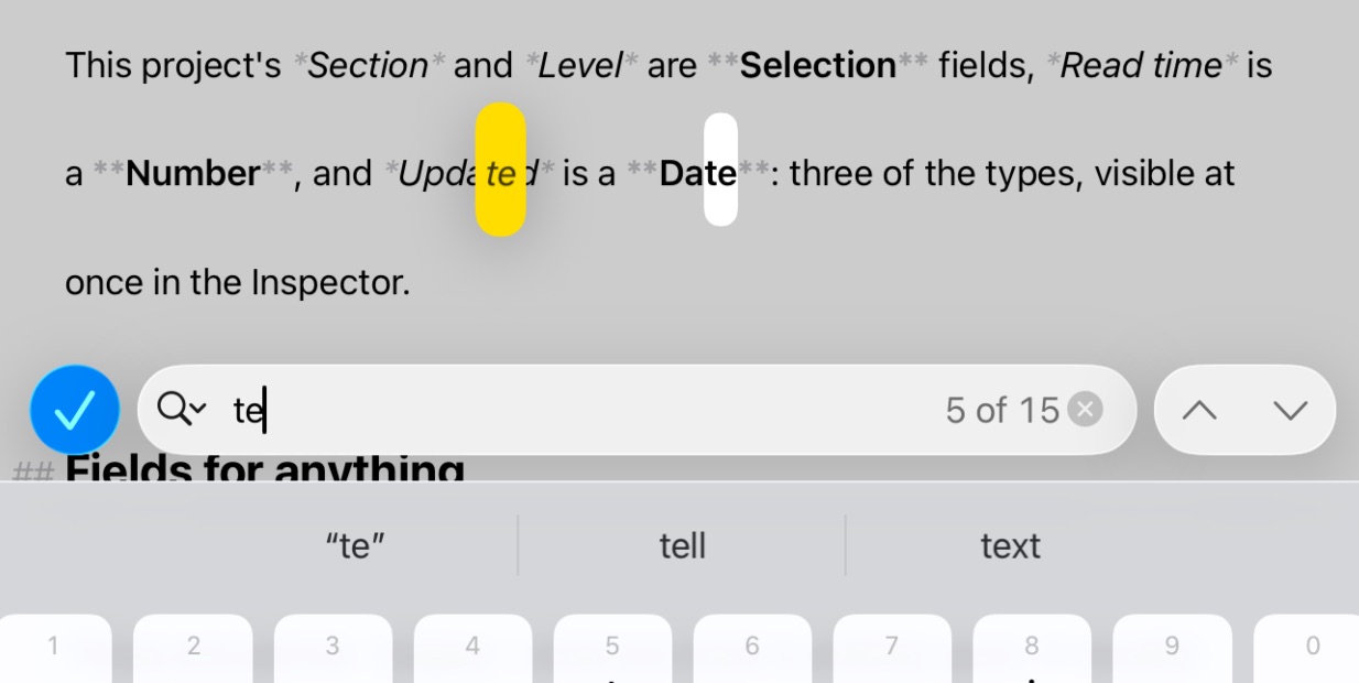 The Find and Replace UI on iOS