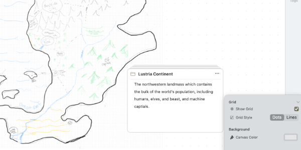 A canvas on showing some customization