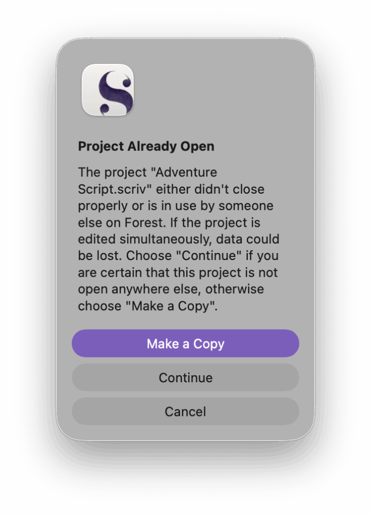 The Scrivener Opened In Multiple Places Error