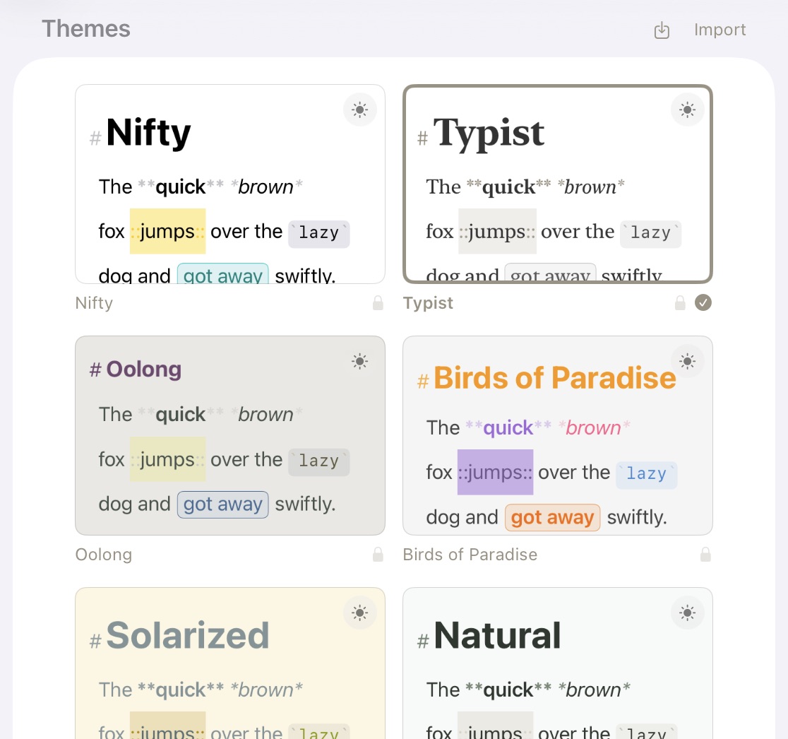 The Editor Themes on iPadOS