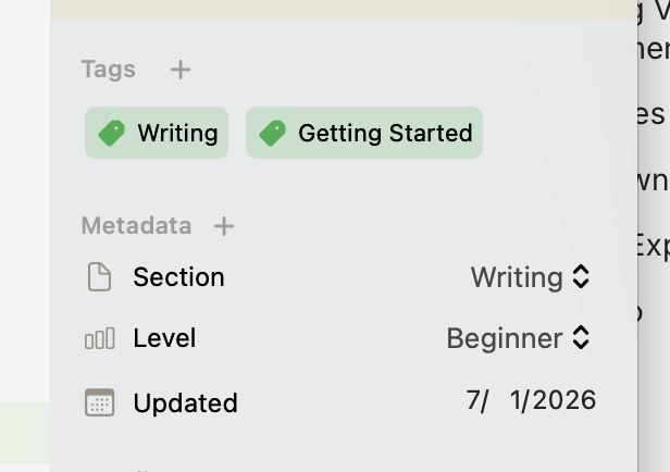Tags and Metadata in the Inspector
