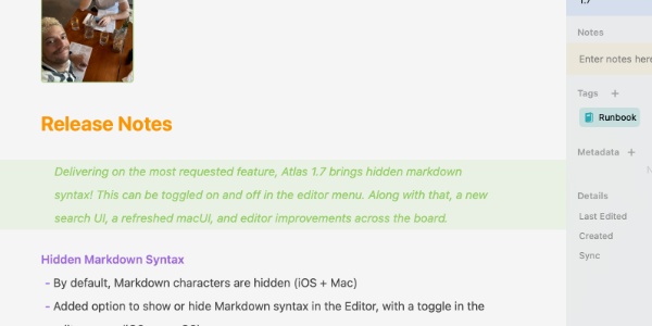 A syncing interface on Atlas