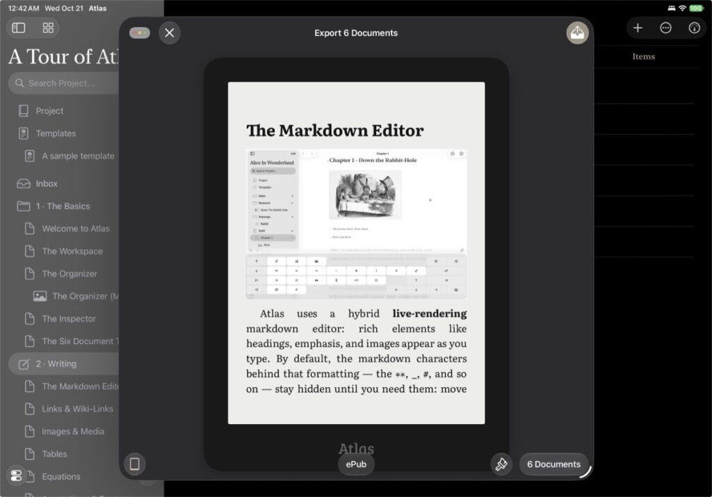 The Kindle/eReader Export Preview on Atlas