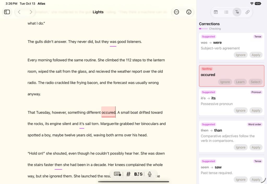 On Device Grammar Check Suggestions