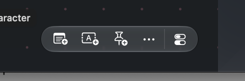 The buttons to add cards quickly to the canvas